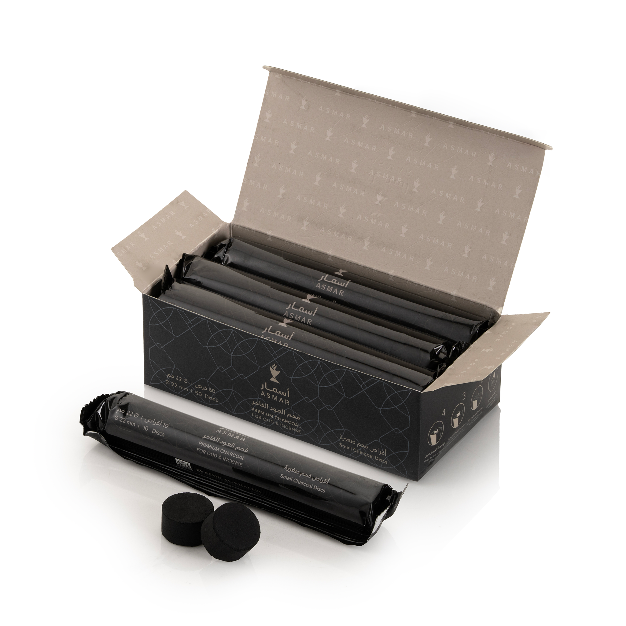 Asmar | Premium Oud Charcoal 22mm - 60 Mini Tablets