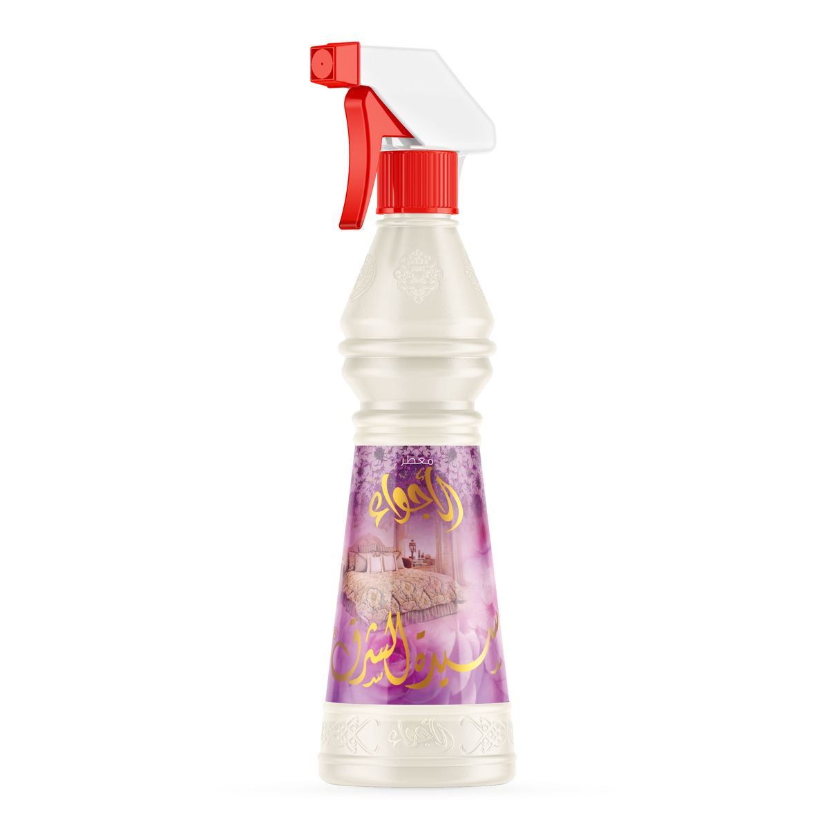 Lady Oriental Air Freshener 500 ml bottle with a purple label and red sprayer alone on a white background