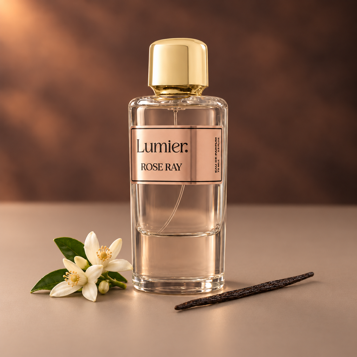 عبوة عطر روز راي 75 مل مع زهر البرتقال وقرن الفانيليا الجاف