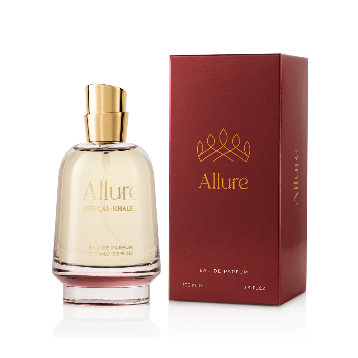 Allure 100 ml perfume bottle beside its red box