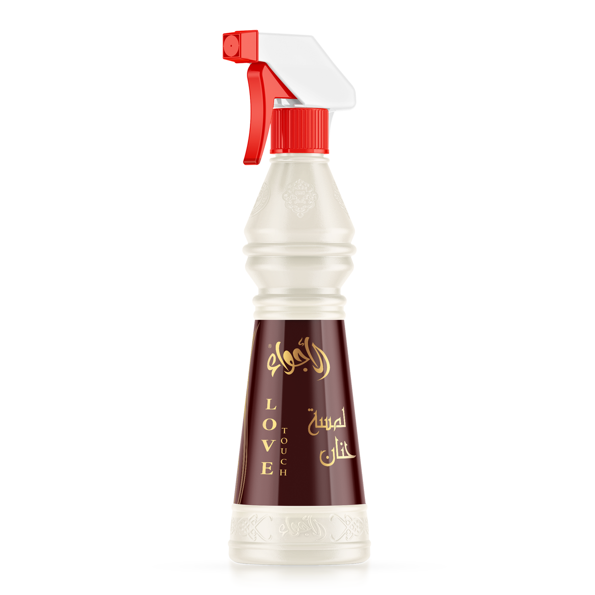 Love Touch Air Freshener 500 ml bottle with red spray and a maroon label on its own on a white background
