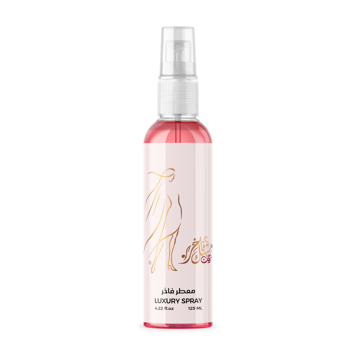 Musk Fakher Rumman 125 ml luxury spray bottle on a black background